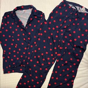 Hanna Andersson Navy and Red Polka Dot Pajama Set
